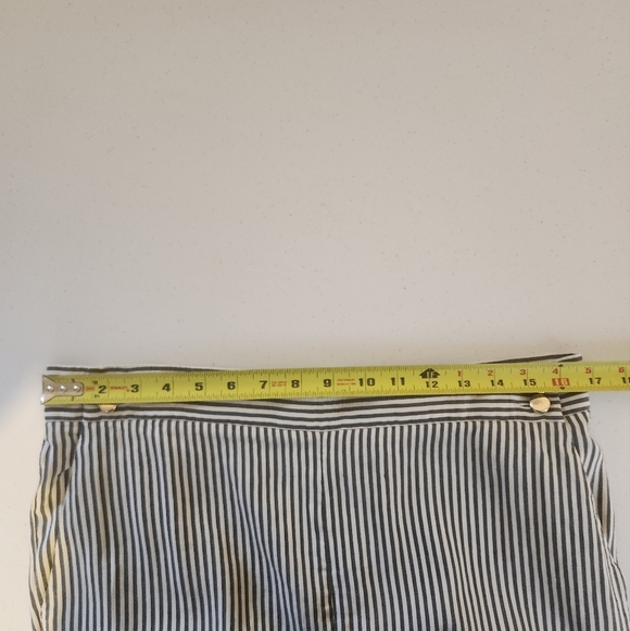 MaxMara Stripe Seersucker Ankle Cropped Pants Trousers Nautical Size 12 42 - Picture 8 of 10